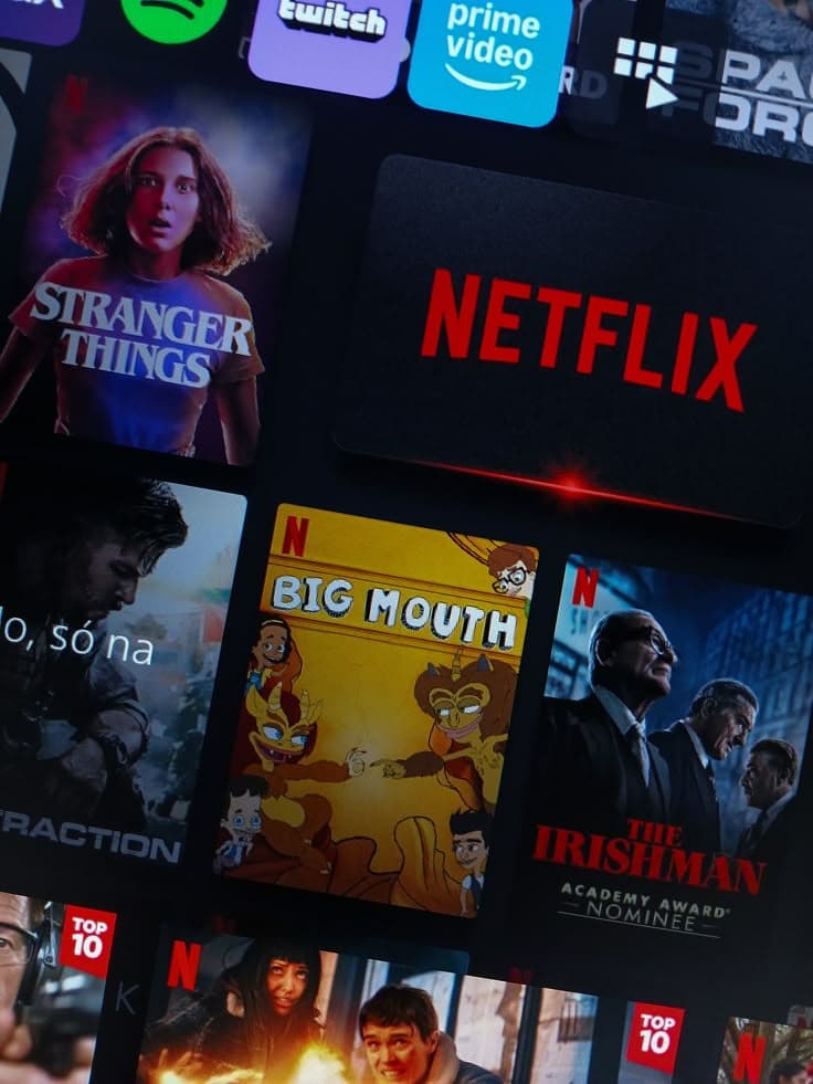 Netflix home screen with Stranger Things and other shows